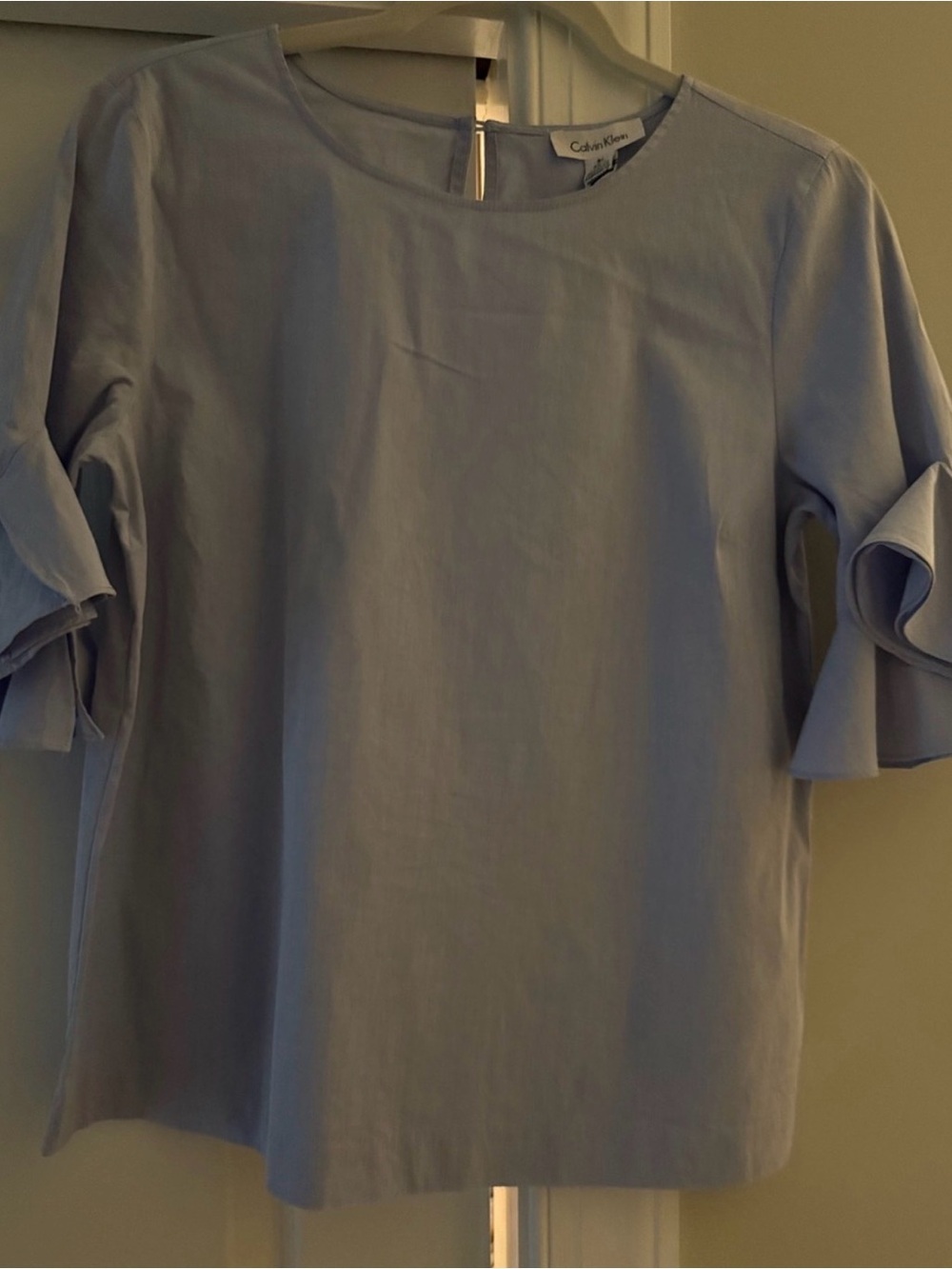 NEW Calvin Klein Light Blue Ruffle Sleeve Women's Blouse-Size Small - Picture 8 of 8